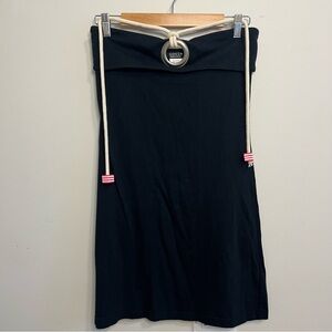 NWT Y2K Sonia Rykiel Black Skirt with Cream Rope Detail